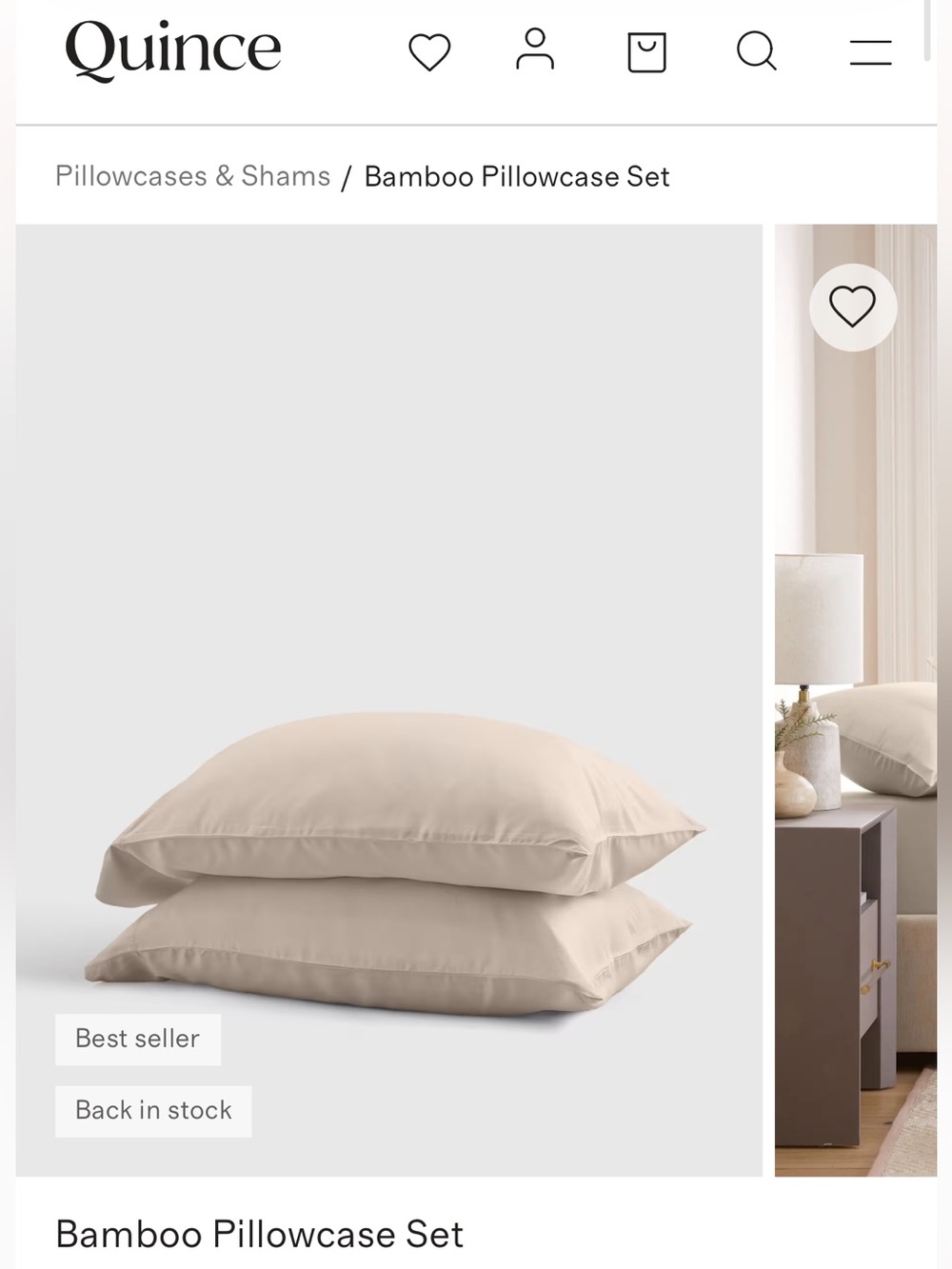 Quince Bamboo Pillowcase Set, sand, standard